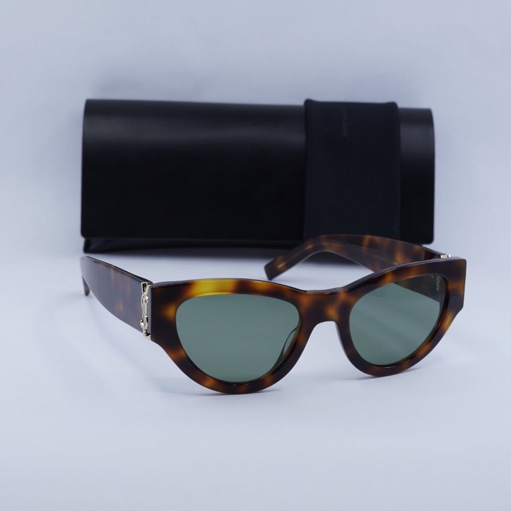 Saint Laurent SLM94 003 Cat Eye Sunglasses - Havana/Green - Picture 4 of 12
